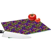 KitchenYeah Glazen Snijplank - 28x20 - Dierenprint - Panter - Neon - Snijplanken Glas