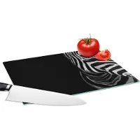KitchenYeah Glazen Snijplank - 28x20 - Dieren - Zebra - Zwart - Wit - Snijplanken Glas