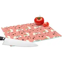 KitchenYeah Glazen Snijplank - 28x20 - Lama - Kinderen - Roze - Patroon - Snijplanken Glas