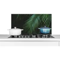 KitchenYeah Spatscherm keuken 90x45 cm - Kookplaat achterwand Palmbladeren - Palmen - Tropical - Muurbeschermer - Spatwand fornuis - Hoogwaardig aluminium