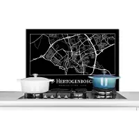 KitchenYeah Spatscherm keuken 80x55 cm - Kookplaat achterwand Plattegrond - 's-Hertogenbosch - Stadskaart - Kaart - Muurbeschermer - Spatwand fornuis - Hoogwaardig aluminium