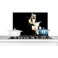 KitchenYeah Spatscherm keuken - Orchidee - Takken - Wit - Planten - Bloemen - Spatscherm - Keuken achterwand - 70x50 cm