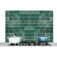 KitchenYeah Spatscherm keuken 120x80 cm - Kookplaat achterwand Tegels - Groen - Design - Structuren - Muurbeschermer - Spatwand fornuis - Hoogwaardig aluminium