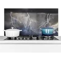 KitchenYeah Spatscherm keuken 90x45 cm - Kookplaat achterwand Bliksemshow - Muurbeschermer - Spatwand fornuis - Hoogwaardig aluminium
