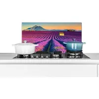 KitchenYeah Spatscherm keuken 60x30 cm - Kookplaat achterwand Lavendel - Berg - Bloemen - Muurbeschermer - Spatwand fornuis - Hoogwaardig aluminium