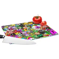 KitchenYeah Glazen Snijplank - 28x20 - Tieners - Monster - Doodle - Patronen - Snijplanken Glas