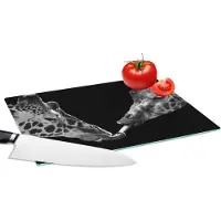 KitchenYeah Glazen Snijplank - 28x20 - Dieren - Zwart - giraffe - Wit - Portret - Snijplanken Glas