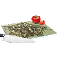 KitchenYeah Glazen Snijplank - 28x20 - Kaart - Dokkum - Antiek - Snijplanken Glas