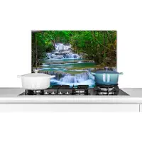 KitchenYeah Spatscherm keuken 60x40 cm - Kookplaat achterwand Waterval - Bomen - Natuur - Water - Jungle - Muurbeschermer - Spatwand fornuis - Hoogwaardig aluminium
