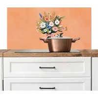 KitchenYeah Spatscherm keuken 100x50 cm - Kookplaat achterwand Boeket - Strikje - Quote - Muurbeschermer - Spatwand fornuis - Hoogwaardig aluminium