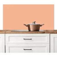 KitchenYeah Spatscherm keuken 120x60 cm - Kookplaat achterwand Abrikoos - Roze - Pastel - Effen - Kleur - Muurbeschermer - Spatwand fornuis - Hoogwaardig aluminium