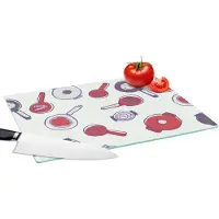 KitchenYeah Glazen Snijplank - 39x28 - Patroon - Koken - Pan - Eten - Snijplanken Glas