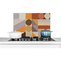 KitchenYeah Spatscherm keuken 70x50 cm - Kookplaat achterwand Geometrie - Vormen - Kleuren - Pastel - Muurbeschermer - Spatwand fornuis - Hoogwaardig aluminium