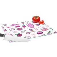 KitchenYeah Glazen Snijplank - 39x28 - Meiden - Liefde - IJs - Patronen - Girl - Kids - Kinderen - Kindje - Snijplanken Glas