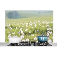 KitchenYeah Spatscherm keuken 120x80 cm - Kookplaat achterwand Lente - Paardenbloem - Kleuren - Muurbeschermer - Spatwand fornuis - Hoogwaardig aluminium