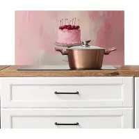 KitchenYeah Spatscherm keuken 80x40 cm - Kookplaat achterwand Taart - Pink - Cherry - Muurbeschermer - Spatwand fornuis - Hoogwaardig aluminium