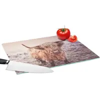 KitchenYeah Glazen Snijplank - 39x28 - Schotse hooglanders - Licht - Lucht - Natuur - Snijplanken Glas