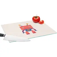 KitchenYeah Glazen Snijplank - 39x28 - Robot - Tandwiel - Gezicht - Antenne - Kids - Jongetjes - Snijplanken Glas