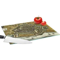 KitchenYeah Glazen Snijplank - 39x28 - Plattegrond - Arnhem - Vintage - Snijplanken Glas
