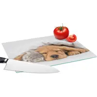 KitchenYeah Glazen Snijplank - 28x20 - huisdieren - hond - Kat - Deken - Snijplanken Glas