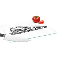 KitchenYeah Glazen Snijplank - 39x28 - Oude vintage vrachttrein - Snijplanken Glas