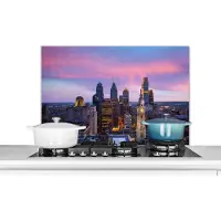 KitchenYeah Spatscherm keuken - Amerika - Skyline - Stad - Philadelphia - Achterwand keuken - Spatwand - 90x60 cm - Aluminium