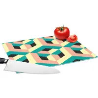 KitchenYeah Glazen Snijplank - 28x20 - 3D - Patronen - Kubus - Snijplanken Glas