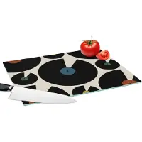KitchenYeah Glazen Snijplank - 39x28 - Muziek - Platen - Patronen - Snijplanken Glas