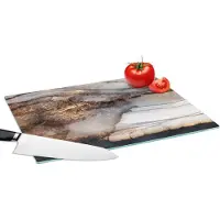 KitchenYeah Glazen Snijplank - 39x28 - Storm - Goud - Abstract - Snijplanken Glas