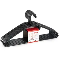 PlasticForte Kledinghangers - 10x - zwart - kunststof - 40,5 cm - kledingkast opruimen - draaibare haak
