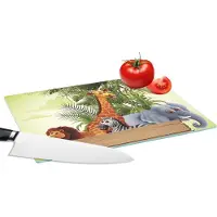 KitchenYeah Glazen Snijplank - 28x20 - Jungle dieren - Natuur - Planken - Kinderen - Giraffe - Snijplanken Glas
