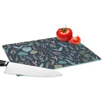 KitchenYeah Glazen Snijplank - 28x20 - Patroon - Jungle - Monstera - Bloemen - Snijplanken Glas