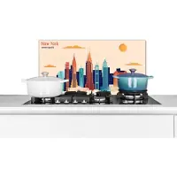 KitchenYeah Spatscherm keuken 70x30 cm - Kookplaat achterwand New York - Afbeelding - Zon - Muurbeschermer - Spatwand fornuis - Hoogwaardig aluminium
