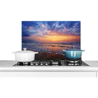 KitchenYeah Spatscherm keuken 70x50 cm - Kookplaat achterwand Zee - Zon - Kleuren - Muurbeschermer - Spatwand fornuis - Hoogwaardig aluminium
