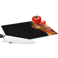 KitchenYeah Glazen Snijplank - 28x20 - Make up - Goud - Vrouw - Luxe - Glitter - Kunst - Snijplanken Glas