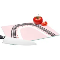 KitchenYeah Glazen Snijplank - 28x20 - Regenboog - Minimalisme - Roze - Snijplanken Glas