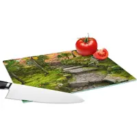 KitchenYeah Glazen Snijplank - 28x20 - Natuur - Stenen - Pad - Mos - Japans - Snijplanken Glas