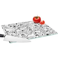 KitchenYeah Glazen Snijplank - 39x28 - Patronen - Dinosaurus - Telefoon - Snijplanken Glas