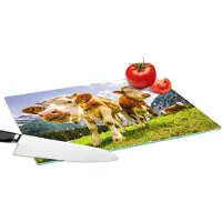 KitchenYeah Glazen Snijplank - 39x28 - Koeien - Bergen - Gras - Landschap - Alpen - Snijplanken Glas