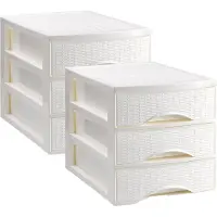 PlasticForte Ladekastje bureau organizer SORTED - 2x - 3 lades - wit - L26 x B35 x H28 cm - kunststof - organiseren
