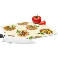 KitchenYeah Glazen Snijplank - 28x20 - Design - Bloemen - Retro - Vintage - Snijplanken Glas