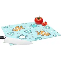 KitchenYeah Glazen Snijplank - 39x28 - Patroon - Clownvis - Zee - Dieren - Snijplanken Glas