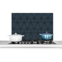 KitchenYeah Spatscherm keuken 90x60 cm - Kookplaat achterwand Patronen - Blauw - Zwart - Lijn - Muurbeschermer - Spatwand fornuis - Hoogwaardig aluminium