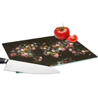 KitchenYeah Glazen Snijplank - 28x20 - Wereldkaart - Bloemen - Insecten - Snijplanken Glas