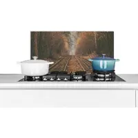 KitchenYeah Spatscherm keuken 60x30 cm - Kookplaat achterwand Treinspoor - Pad - Bos - Boom - Muurbeschermer - Spatwand fornuis - Hoogwaardig aluminium