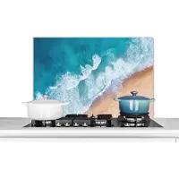 KitchenYeah Spatscherm keuken 90x60 cm - Kookplaat achterwand Strand - Water - Zee - Muurbeschermer - Spatwand fornuis - Hoogwaardig aluminium