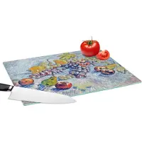 KitchenYeah Glazen Snijplank - 39x28 - Druiven, citroenen, peren en appels - Vincent van Gogh - Snijplanken Glas