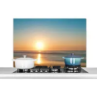 KitchenYeah Spatscherm keuken 100x65 cm - Kookplaat achterwand Zee - Kleuren - Zon - Muurbeschermer - Spatwand fornuis - Hoogwaardig aluminium