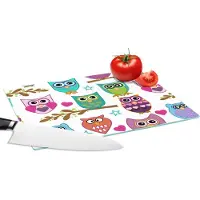KitchenYeah Glazen Snijplank - 28x20 - Design - Uilen - Dieren - Snijplanken Glas