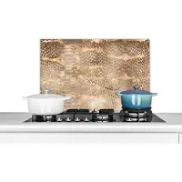 KitchenYeah Spatscherm keuken 60x40 cm - Kookplaat achterwand Dierenprint - Goud - Luxe - Slang - Muurbeschermer - Spatwand fornuis - Hoogwaardig aluminium
